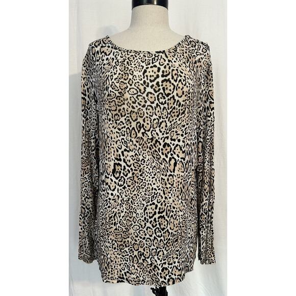 Chico's The Ultimate Tee Leopard Top Tee Stretch Shirt Womens 1 (8/10 M) - Picture 1 of 7